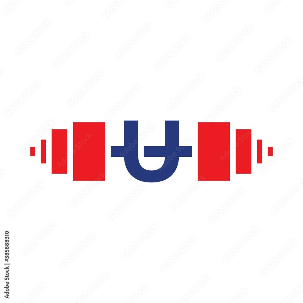 Letter U Barbell Logo Template Vector Letter U Barbell Logo Template Vector