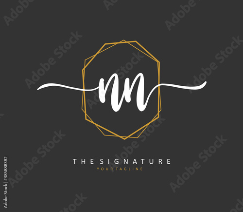 N NN Initial letter handwriting and signature logo. A concept handwriting initial logo with template element.