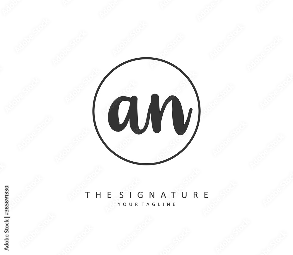 A N AN Initial letter handwriting and signature logo. A concept handwriting initial logo with template element. A N AN Initial letter handwriting and signature logo. A concept handwriting initial logo with template element.