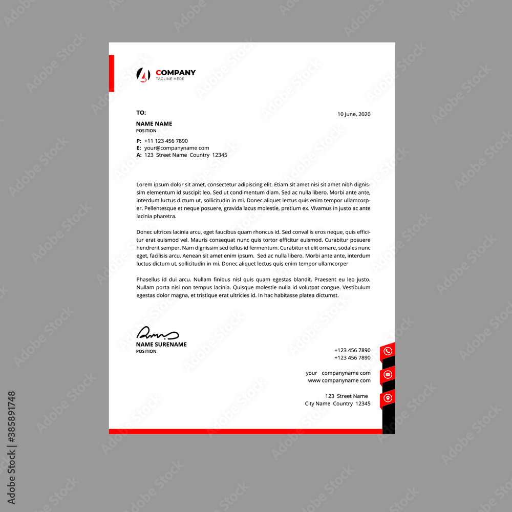Modern minimalist business style letterhead template design - vector Modern minimalist business style letterhead template design - vector