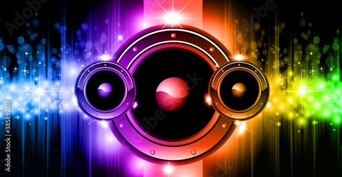 Neon music background. Colorful modern illustration for advertising concerts, nightclubs, parties.