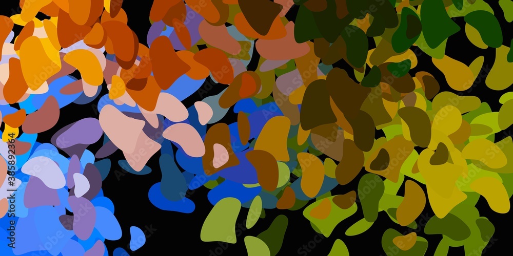 Naklejka premium Light blue, yellow vector backdrop with chaotic shapes.