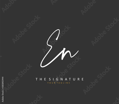 E N EN Initial letter handwriting and signature logo. A concept handwriting initial logo with template element.