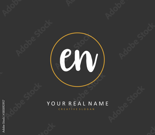 E N EN Initial letter handwriting and signature logo. A concept handwriting initial logo with template element.