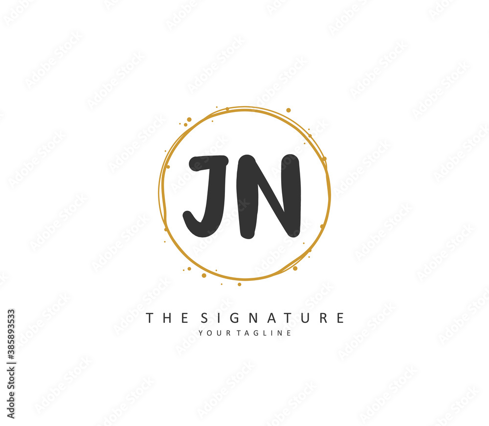 J N JN Initial letter handwriting and signature logo. A concept handwriting initial logo with template element. J N JN Initial letter handwriting and signature logo. A concept handwriting initial logo with template element.