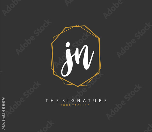 J N JN Initial letter handwriting and signature logo. A concept handwriting initial logo with template element. © FAAZT_Creative