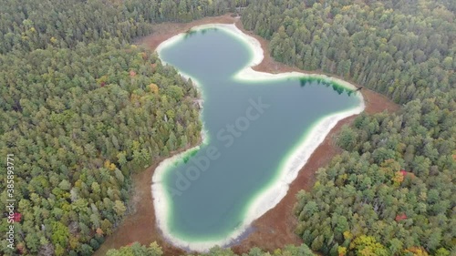 Aerial drone view over McGinnis Lake in Ontario photo