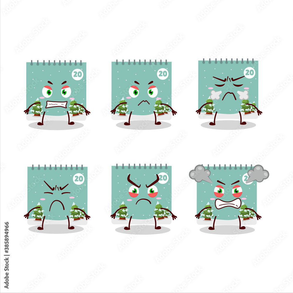 Fototapeta premium 20th december calendar cartoon character with various angry expressions