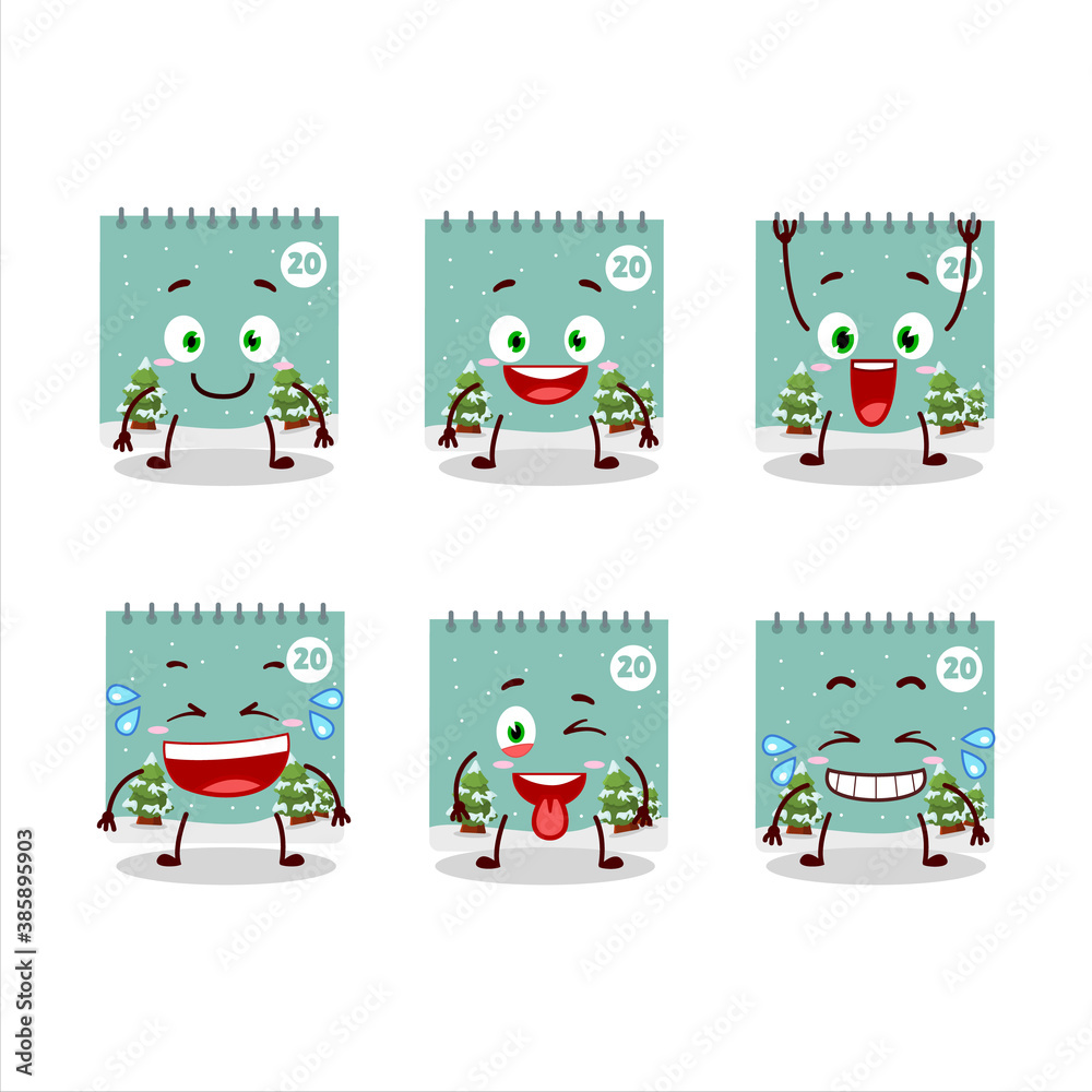 Obraz premium Cartoon character of 20th december calendar with smile expression