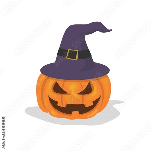 halloween pumpkin with hat witch