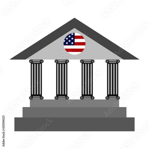 Silver bank and america flag on white background