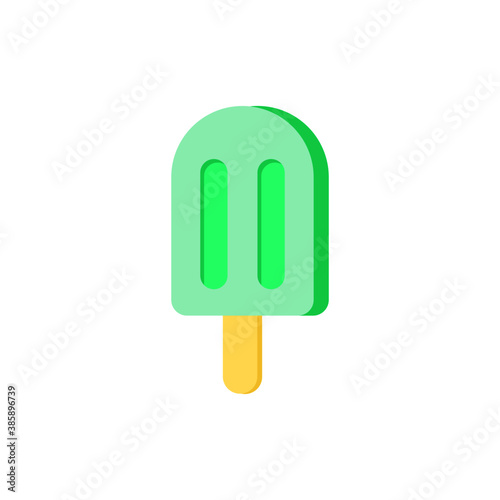 Green ice cream on white background