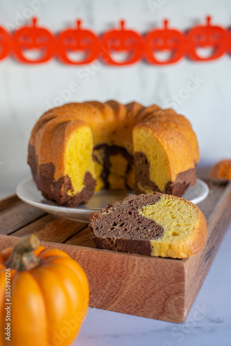 sweet home made chocolate pumpkin bundt cake