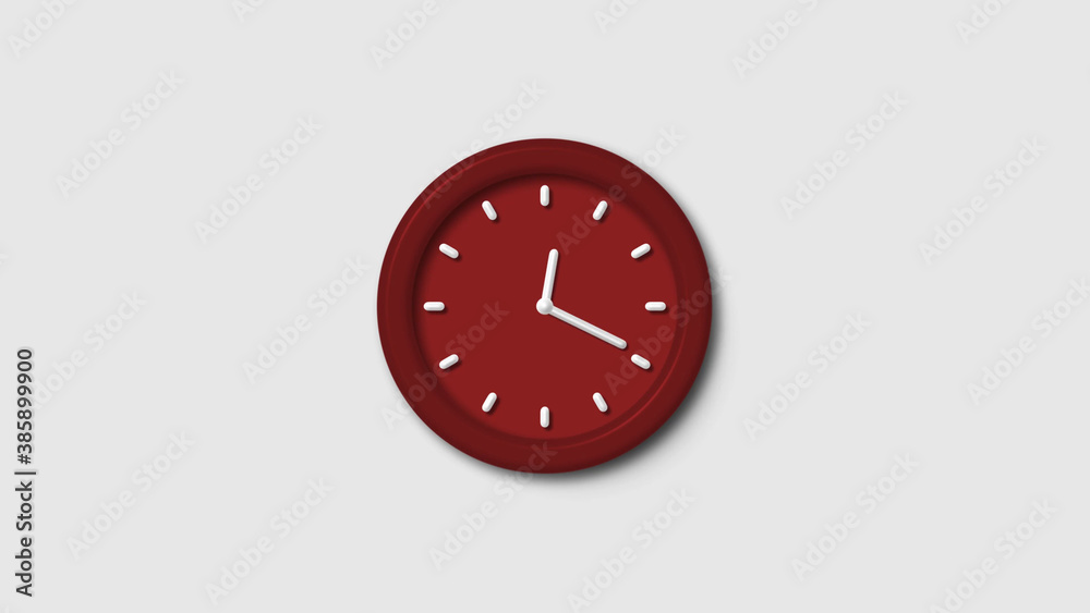 New red dark 3d wall clock isolated on white background, 12 hours 3d wall clock New red dark 3d wall clock isolated on white background, 12 hours 3d wall clock