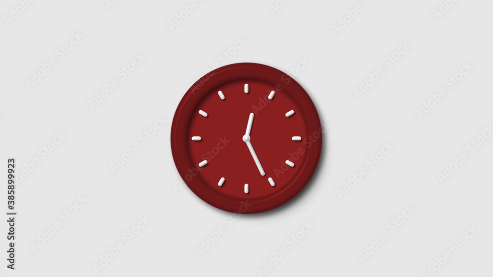 New red dark 3d wall clock isolated on white background, 12 hours 3d wall clock New red dark 3d wall clock isolated on white background, 12 hours 3d wall clock