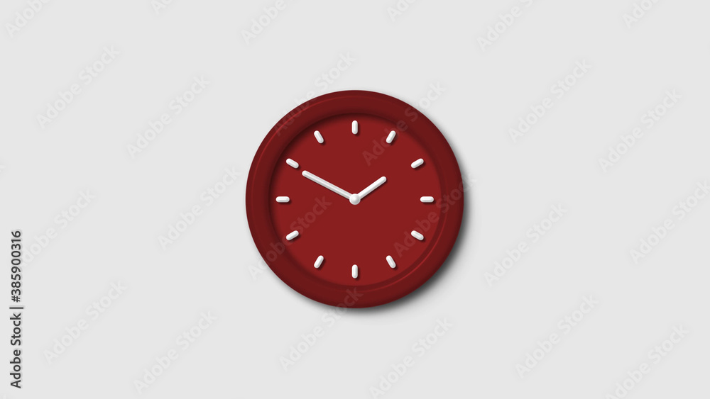 New red dark 3d wall clock isolated on white background, 12 hours 3d wall clock New red dark 3d wall clock isolated on white background, 12 hours 3d wall clock