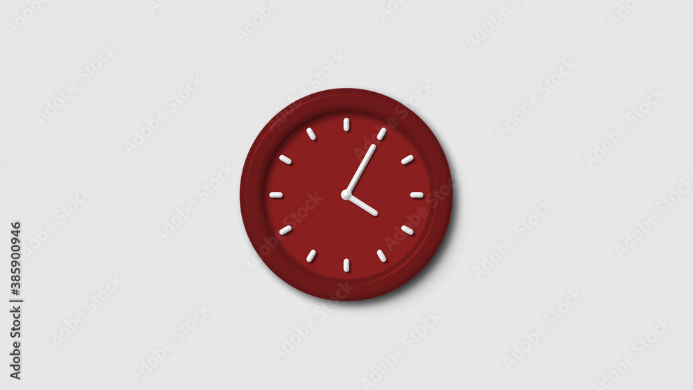 Red dark 3d wall clock isolated on white background, 12 hours 3d wall clock, Counting down 3d wall clock Red dark 3d wall clock isolated on white background, 12 hours 3d wall clock, Counting down 3d wall clock