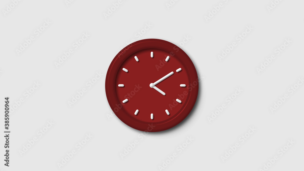 Red dark 3d wall clock isolated on white background, 12 hours 3d wall clock, Counting down 3d wall clock Red dark 3d wall clock isolated on white background, 12 hours 3d wall clock, Counting down 3d wall clock