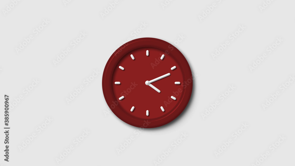 Red dark 3d wall clock isolated on white background, 12 hours 3d wall clock, Counting down 3d wall clock Red dark 3d wall clock isolated on white background, 12 hours 3d wall clock, Counting down 3d wall clock