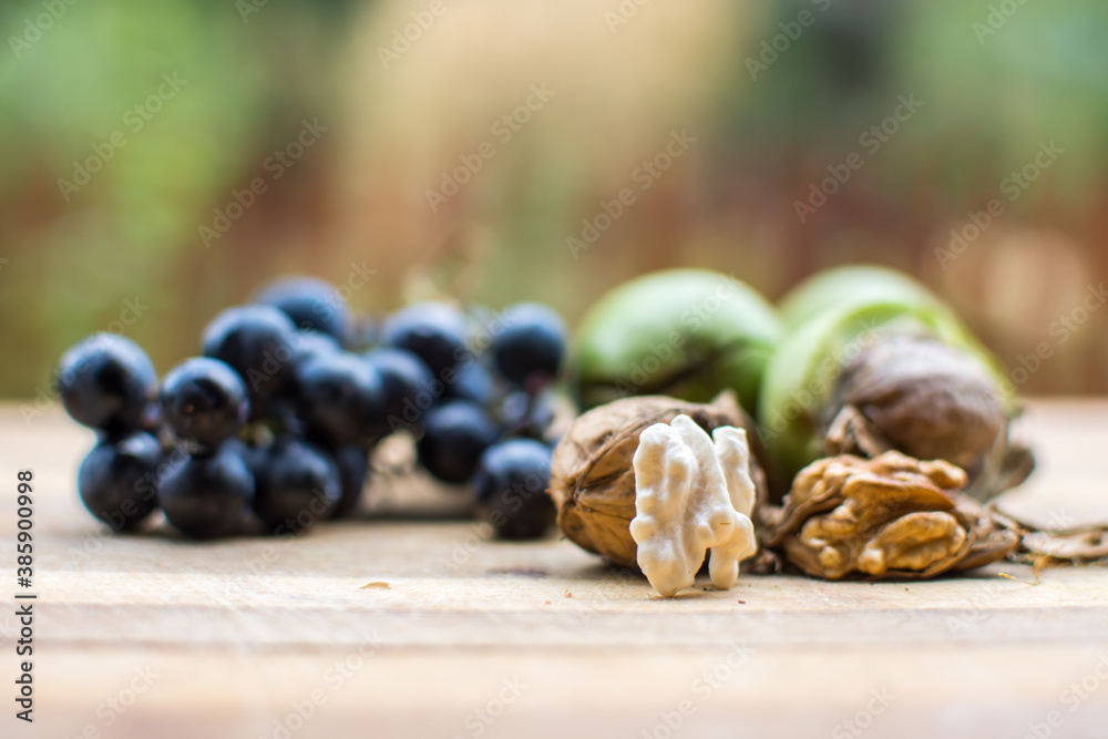 Walnuts in procces of peeling Walnuts in procces of peeling