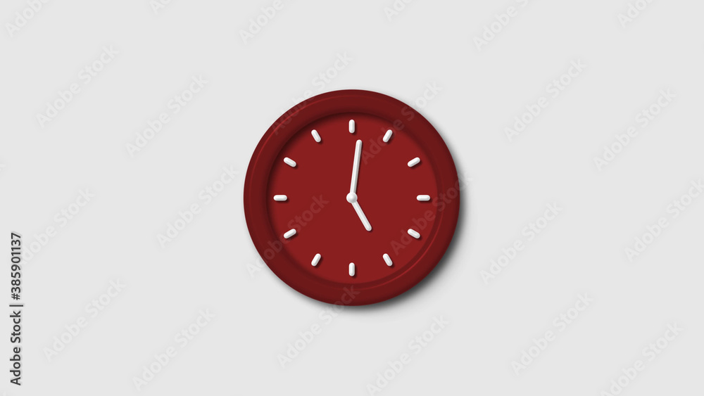 Red dark 3d wall clock isolated on white background, 12 hours 3d wall clock, Counting down 3d wall clock Red dark 3d wall clock isolated on white background, 12 hours 3d wall clock, Counting down 3d wall clock