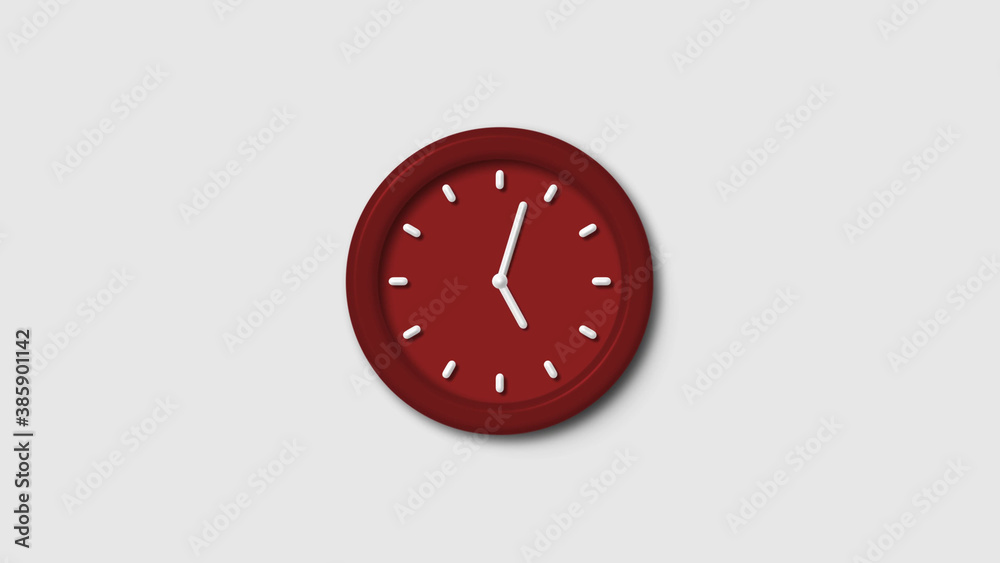 Red dark 3d wall clock isolated on white background, 12 hours 3d wall clock, Counting down 3d wall clock Red dark 3d wall clock isolated on white background, 12 hours 3d wall clock, Counting down 3d wall clock