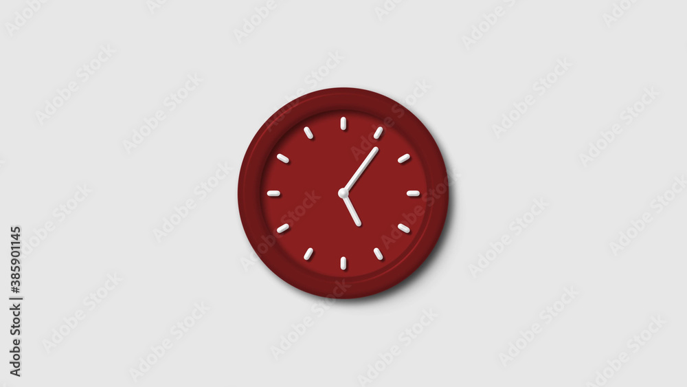 Red dark 3d wall clock isolated on white background, 12 hours 3d wall clock, Counting down 3d wall clock Red dark 3d wall clock isolated on white background, 12 hours 3d wall clock, Counting down 3d wall clock