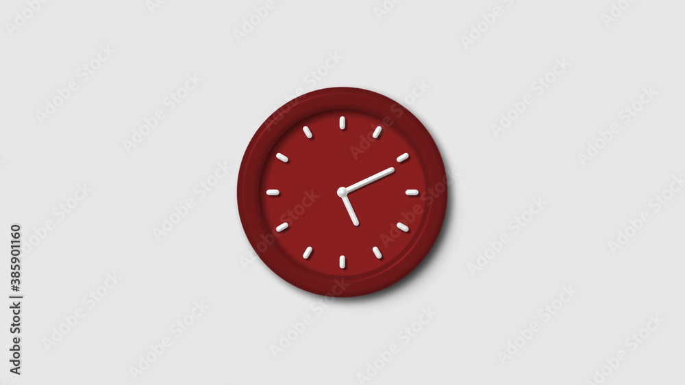 Red dark 3d wall clock isolated on white background, 12 hours 3d wall clock, Counting down 3d wall clock Red dark 3d wall clock isolated on white background, 12 hours 3d wall clock, Counting down 3d wall clock