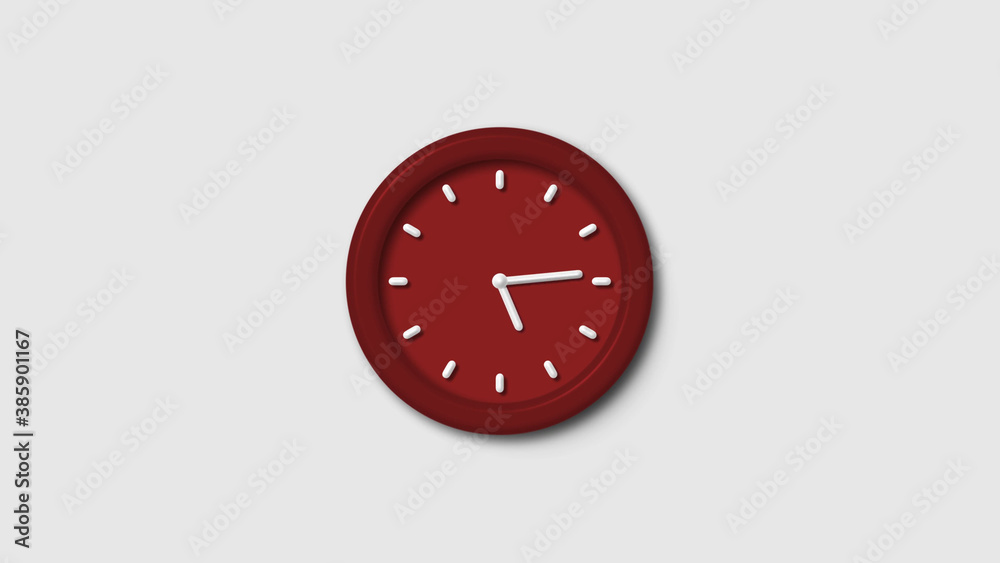 Red dark 3d wall clock isolated on white background, 12 hours 3d wall clock, Counting down 3d wall clock Red dark 3d wall clock isolated on white background, 12 hours 3d wall clock, Counting down 3d wall clock