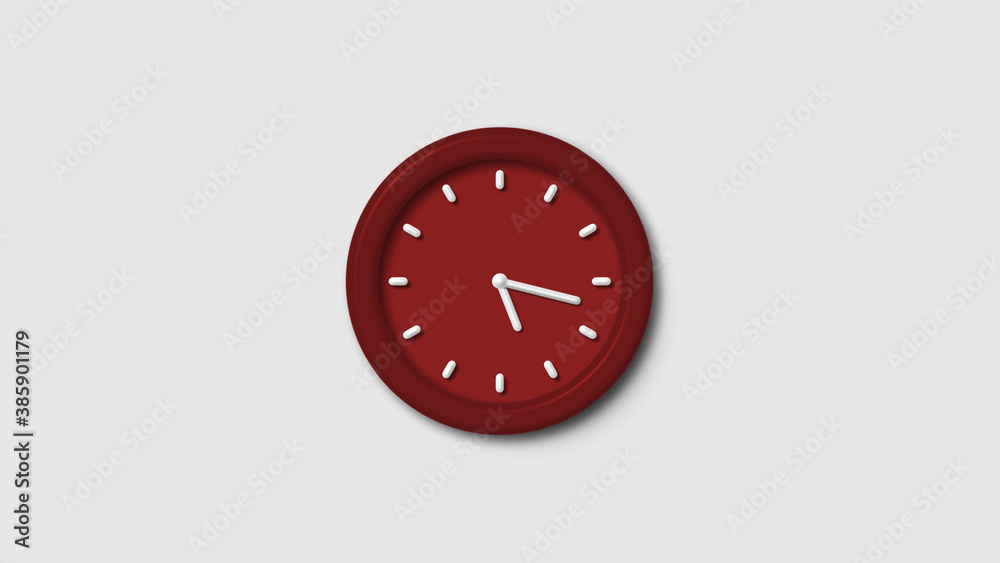 Red dark 3d wall clock isolated on white background, 12 hours 3d wall clock, Counting down 3d wall clock Red dark 3d wall clock isolated on white background, 12 hours 3d wall clock, Counting down 3d wall clock