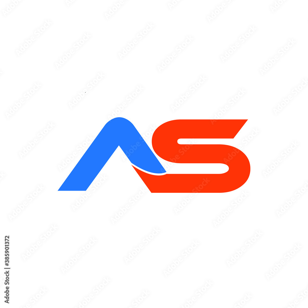 AS letter icon design on white background. Creative letter AS/A S logo ...