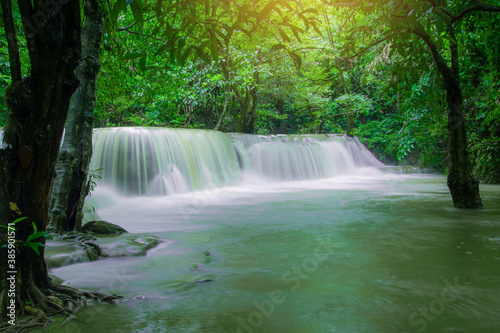 Huay mae khamin waterfall at Kanchanaburi in Thailand