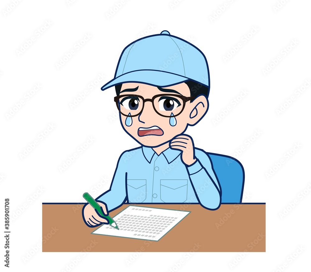 Young man in light blue work clothes Young man in light blue work clothes