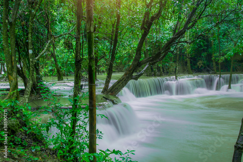 Huay mae khamin waterfall at Kanchanaburi in Thailand