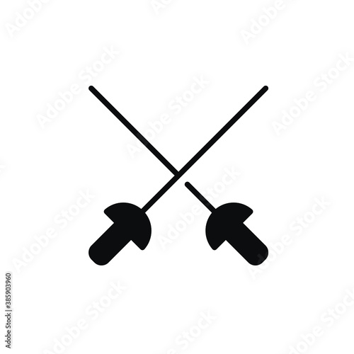 Fencing sword, sport icon. Cross rapiers, swords or fencing duel. athletes fight, action tournament. Sports Equipment. Glyph pictogram. Solid Vector illustration. Design on white background. EPS 10