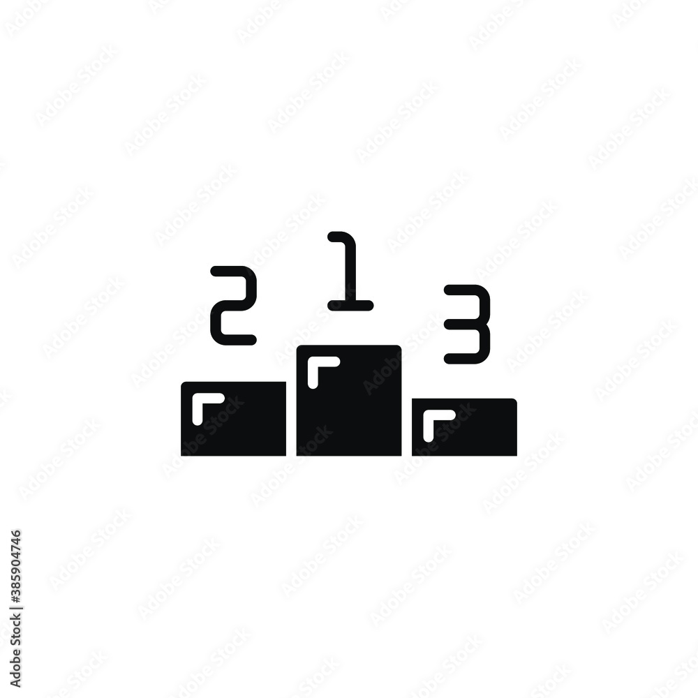 Sport winner podium icon. First, second, and third place as sports success sign in award champion. Finish winning podium pedestal. Glyph. solid vector illustration Design on white background EPS 10 Sport winner podium icon. First, second, and third place as sports success sign in award champion. Finish winning podium pedestal. Glyph. solid vector illustration Design on white background EPS 10