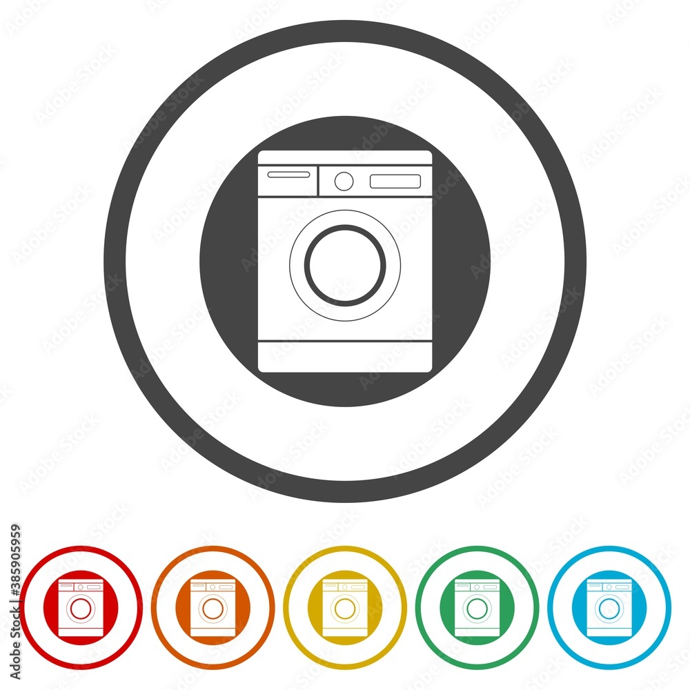 Washing machine ring icon, color set Washing machine ring icon, color set