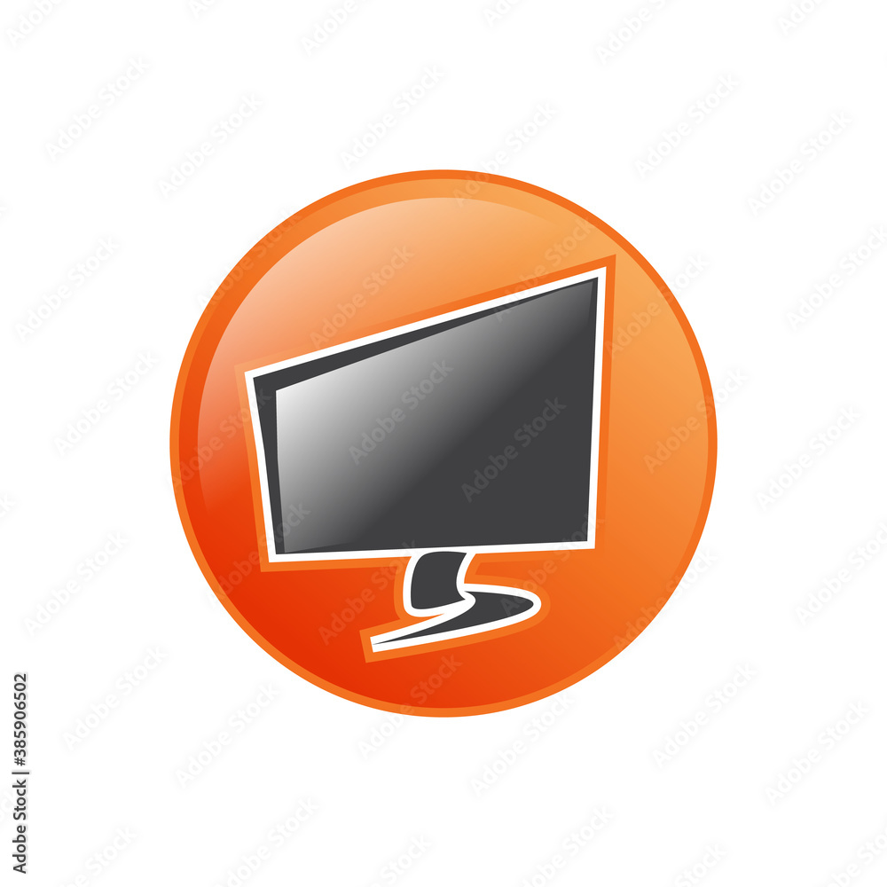 creative screen computer on circle for pc repair logo vector design creative screen computer on circle for pc repair logo vector design