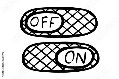 Simple Vector Doodle Hand Draw Sketch on off  Button or Switch
