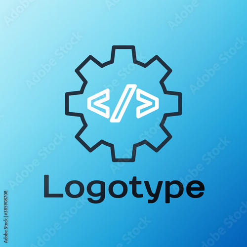 Line Web design and front end development icon isolated on blue background. Colorful outline concept. Vector.