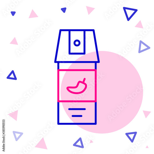 Line Pepper spray icon isolated on white background. OC gas. Capsicum self defense aerosol. Colorful outline concept. Vector.