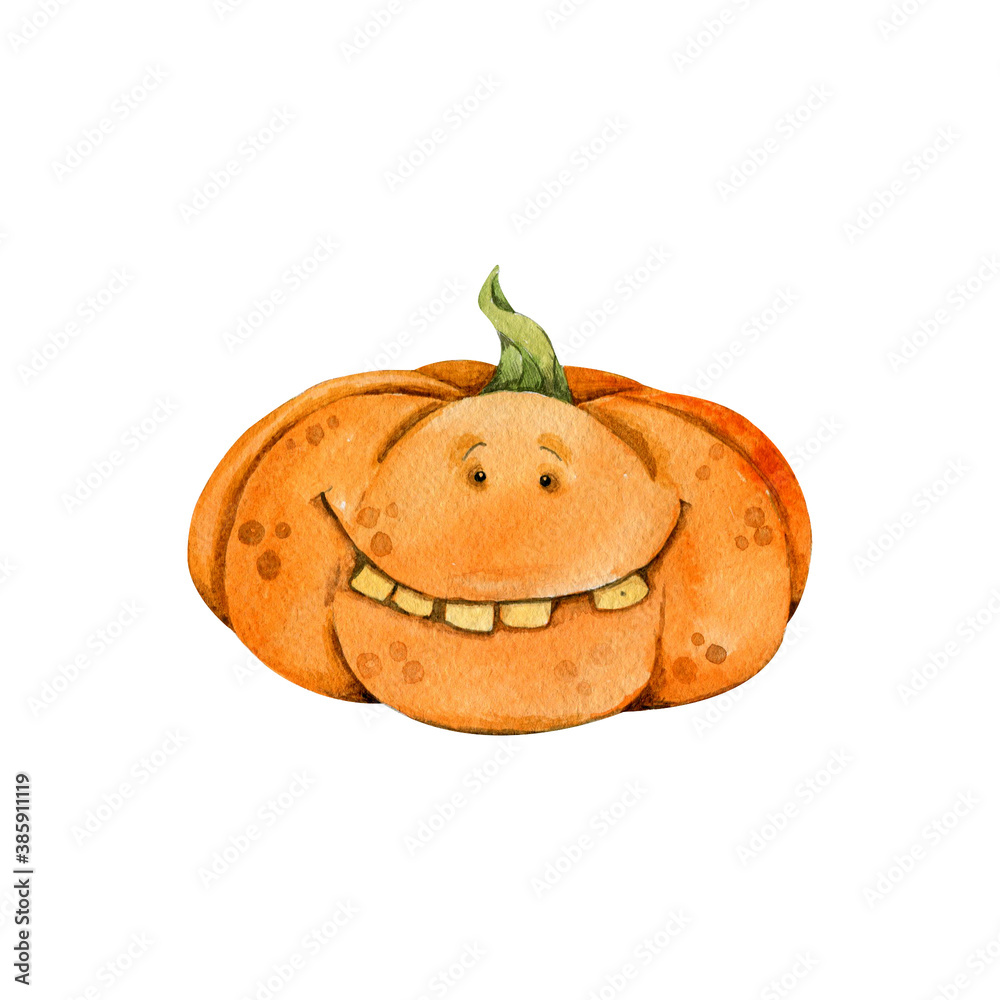 watercolor halloween funny pumpkins background