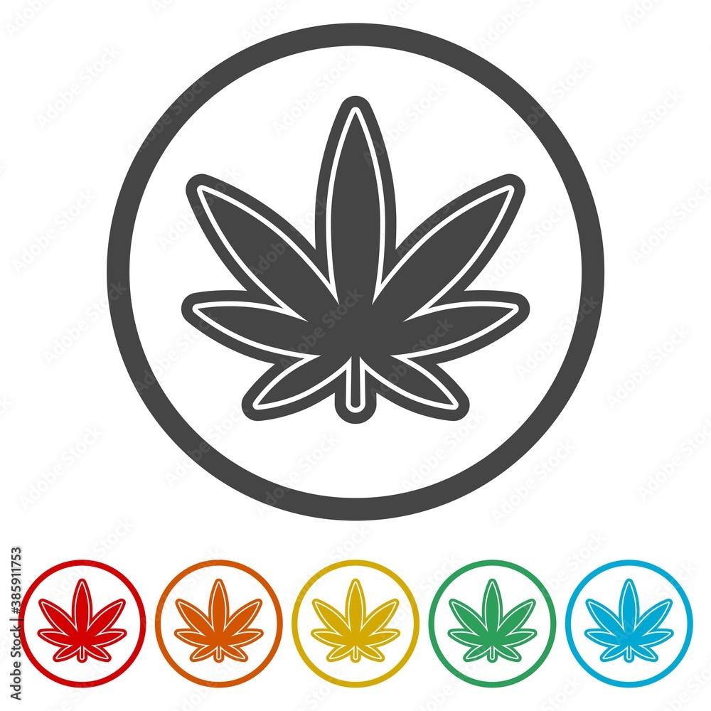 Marijuana ring icon, color set Marijuana ring icon, color set