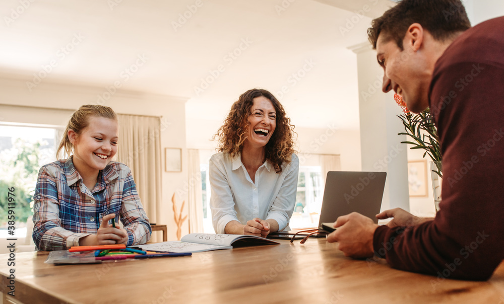 Smiling family together at home Smiling family together at home