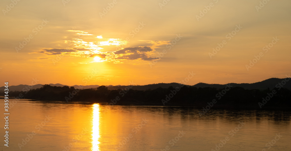 Sunset on the Mekong river