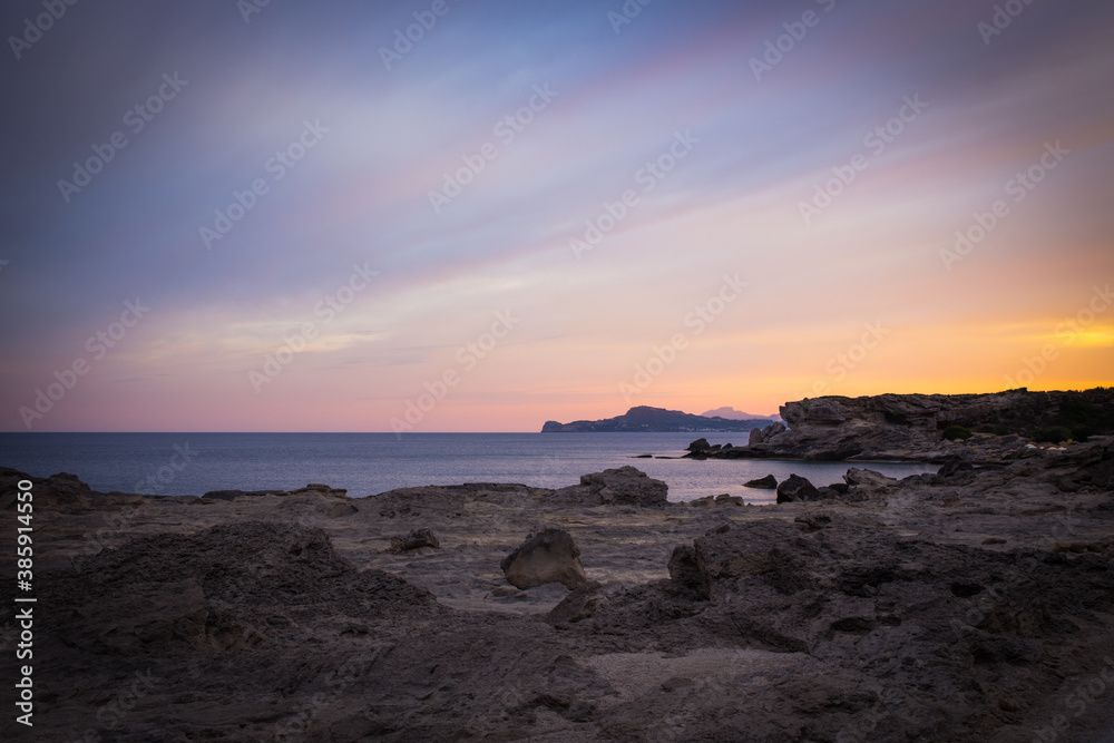 Beautiful sunset on the coast of Cyprus