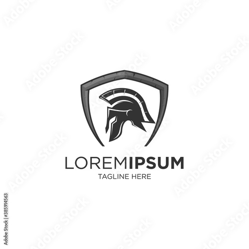 warrior helmet shield silhouette logo template