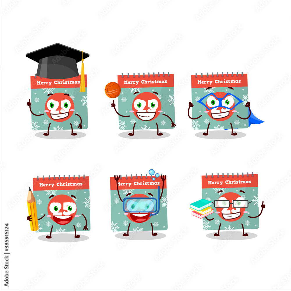 School student of 25th december calendar cartoon character with various expressions School student of 25th december calendar cartoon character with various expressions