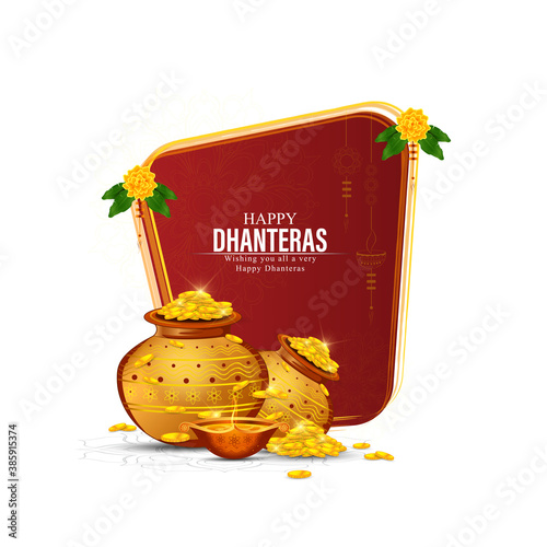 illustration of Gold coin in pot for Dhanteras celebration-Happy Dhanteras. photo