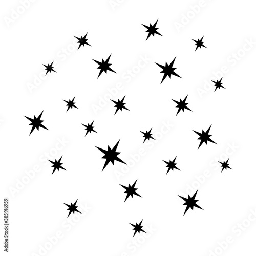Stars background. Sparkles isolated on white. Shine vector stars. Black on white. . Vector illustration